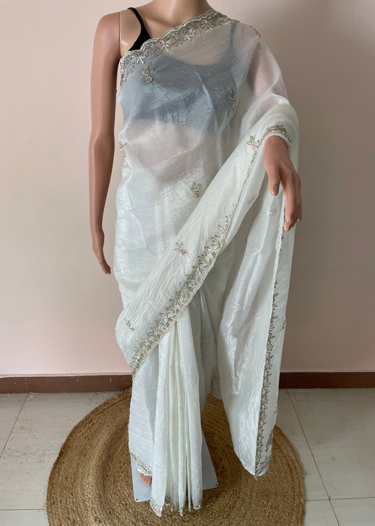 Spark Belle White Party Wear Saree
