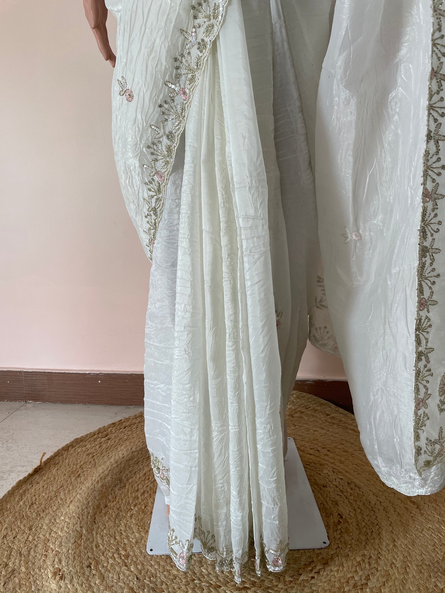 Spark Belle White Party Wear Saree