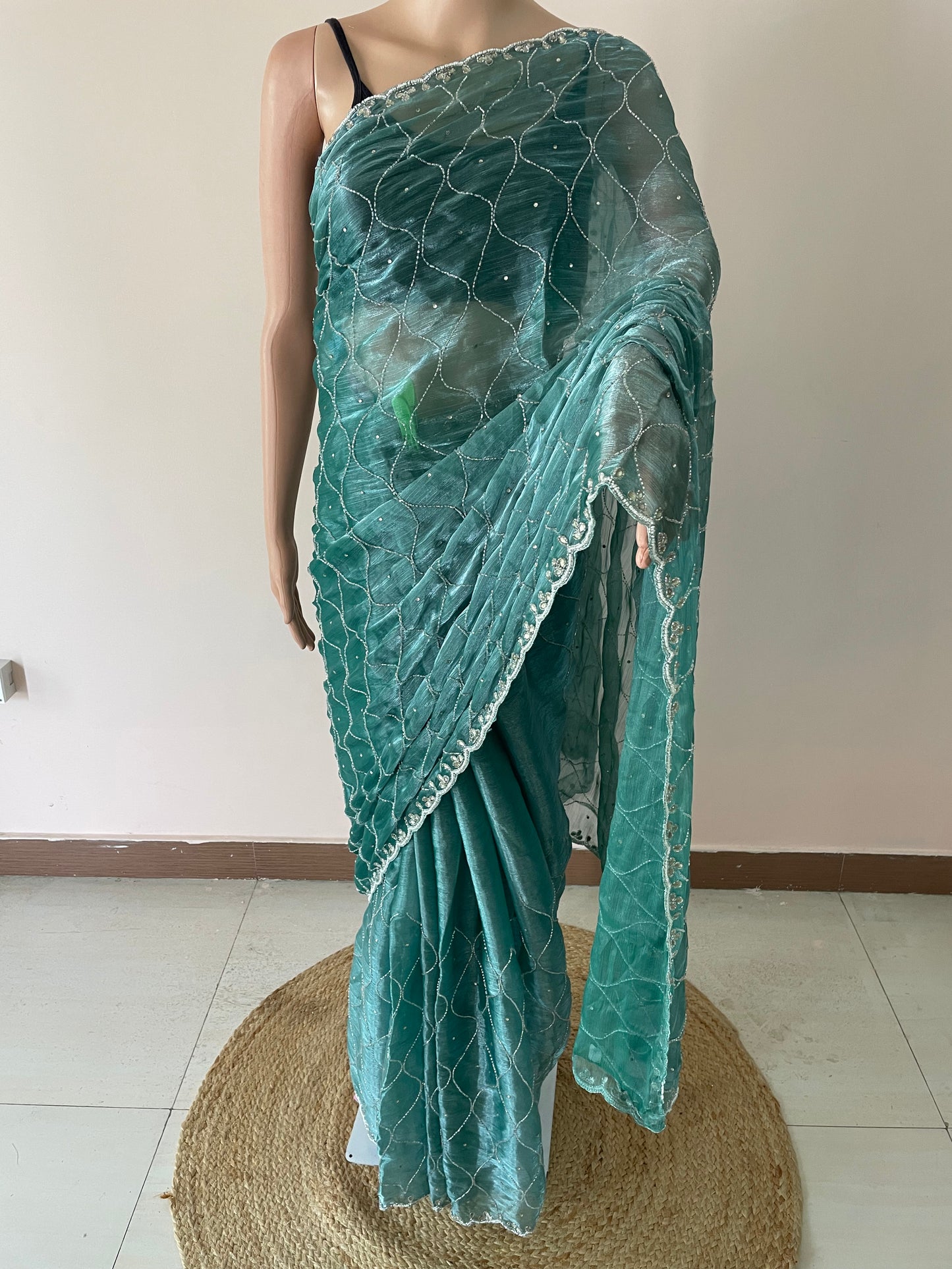 Pearl Work Hand Embroidered JC saree