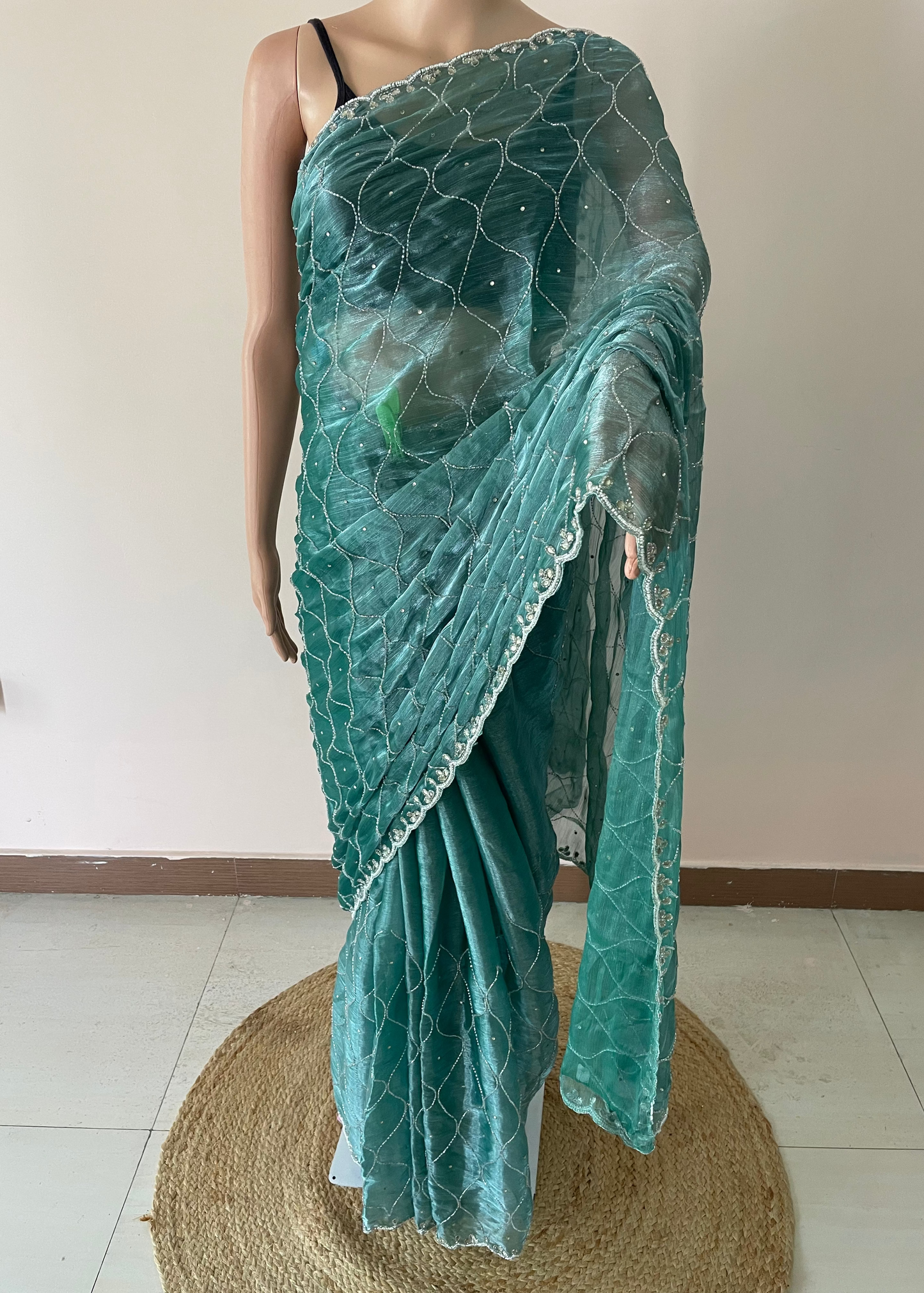 Pearl Work Hand Embroidered JC saree
