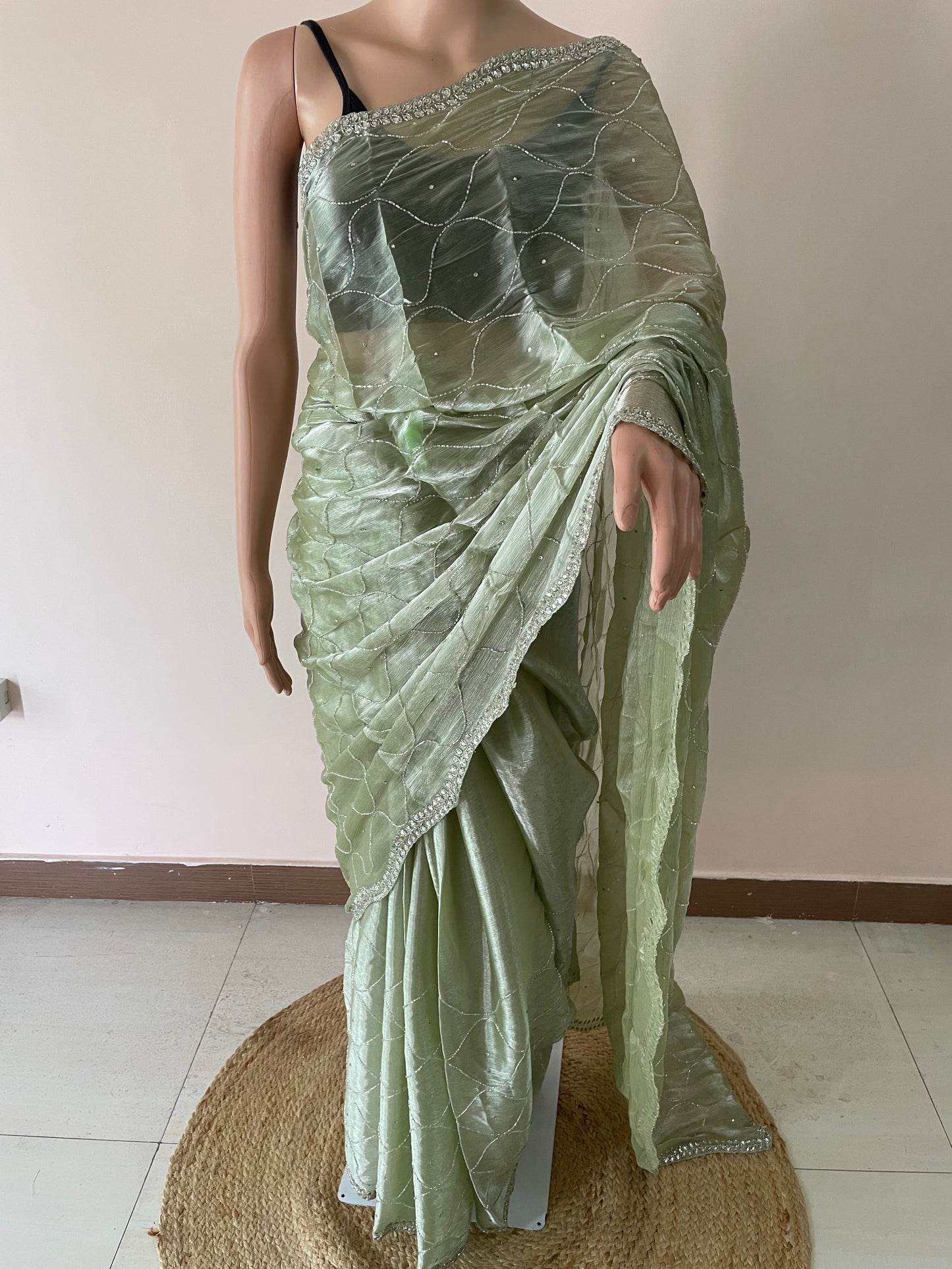 Pearl Work Hand Embroidered JC saree