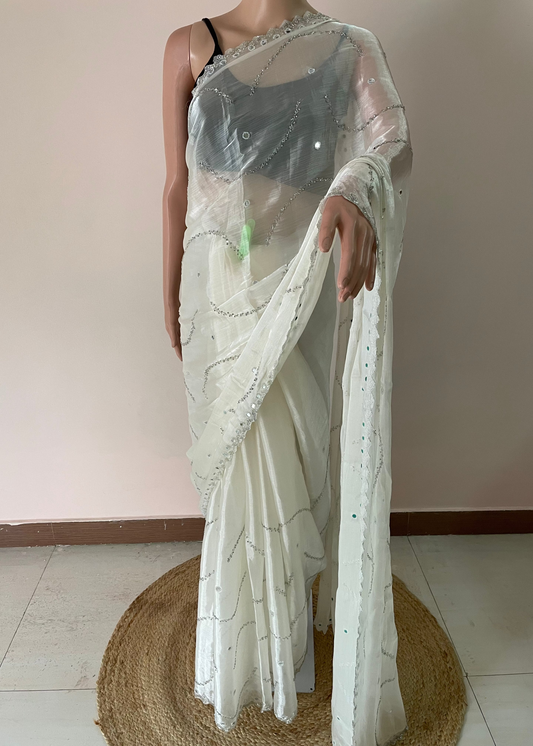 Snow Charm Handwork Saree