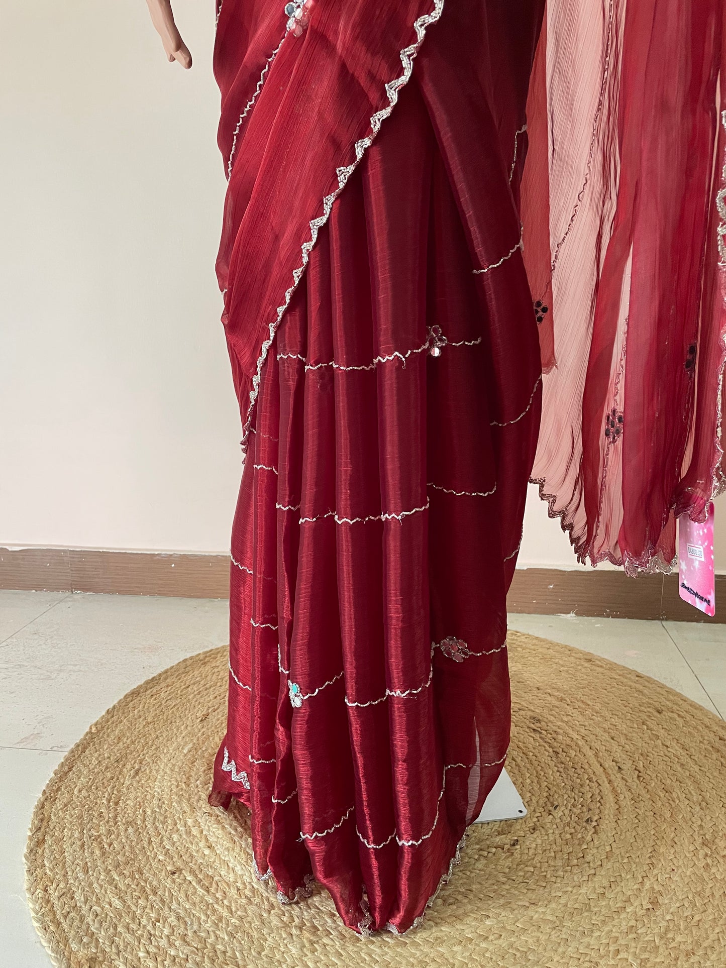 Hand embroidery with mirror JC saree