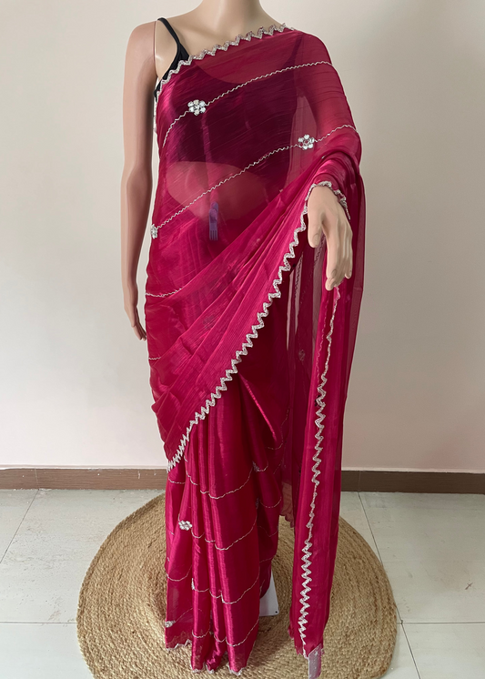 Hand embroidery with mirror JC saree