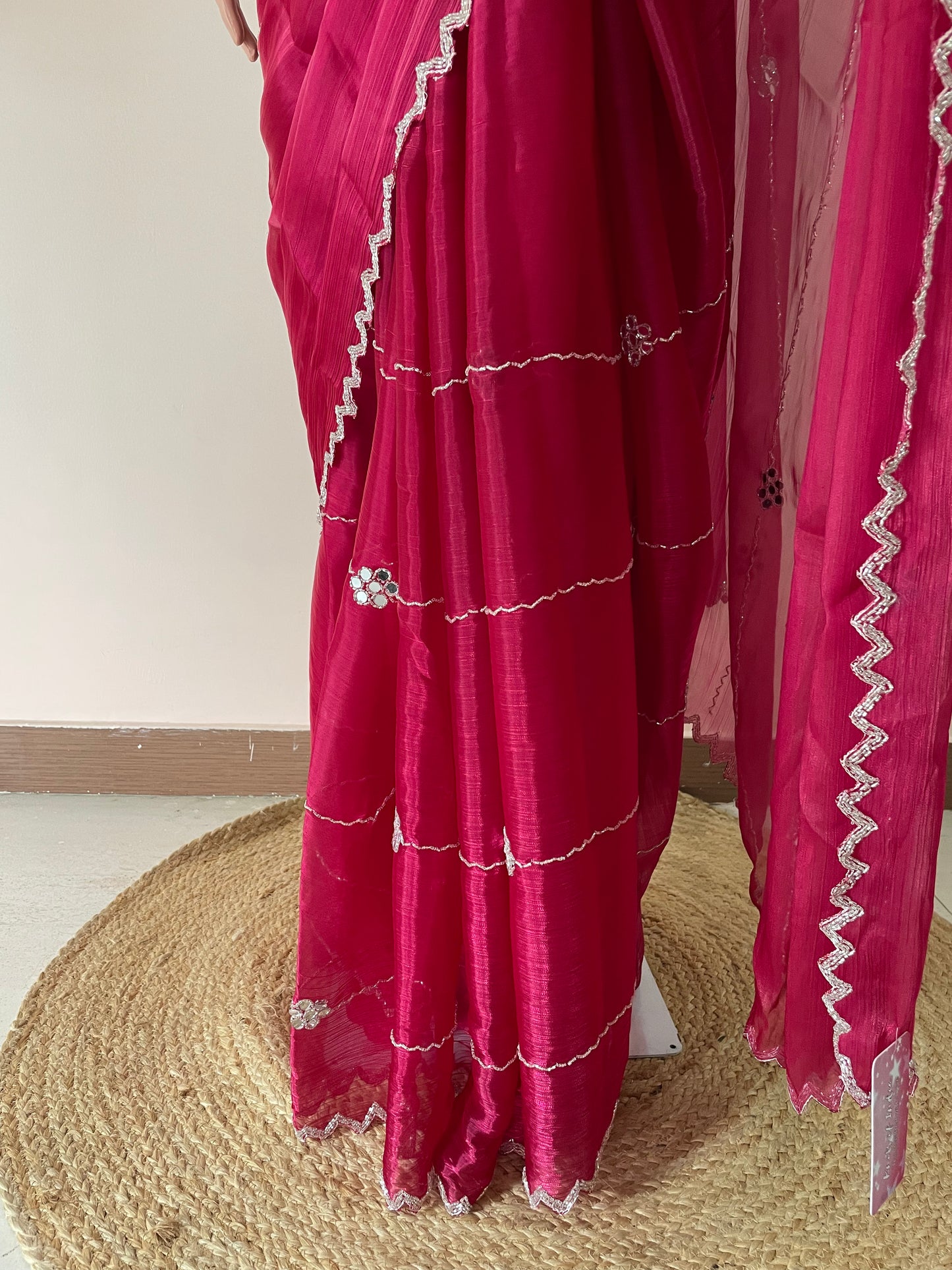 Hand embroidery with mirror JC saree
