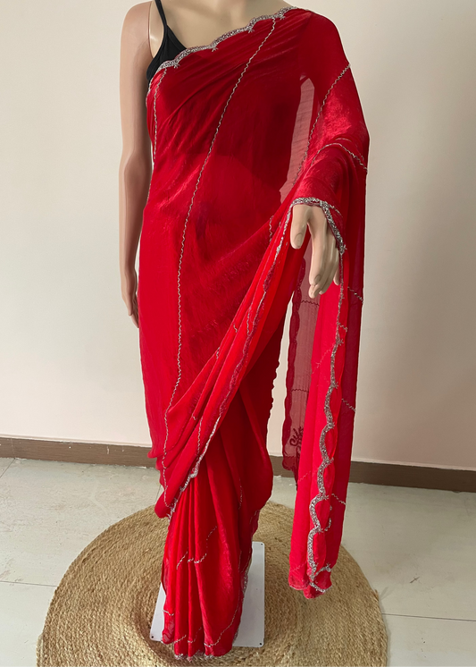 Hand Embroidered Banno Tissue Saree
