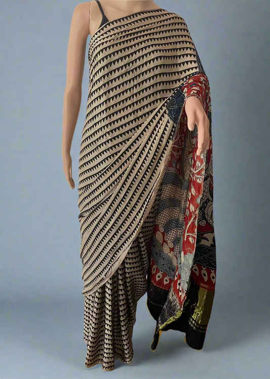 Meena Kalamkari Modal Silk Saree