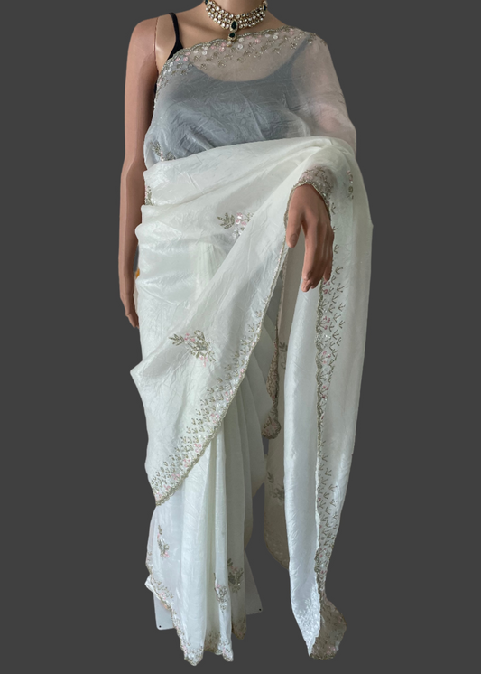 White Aura Handwork Saree