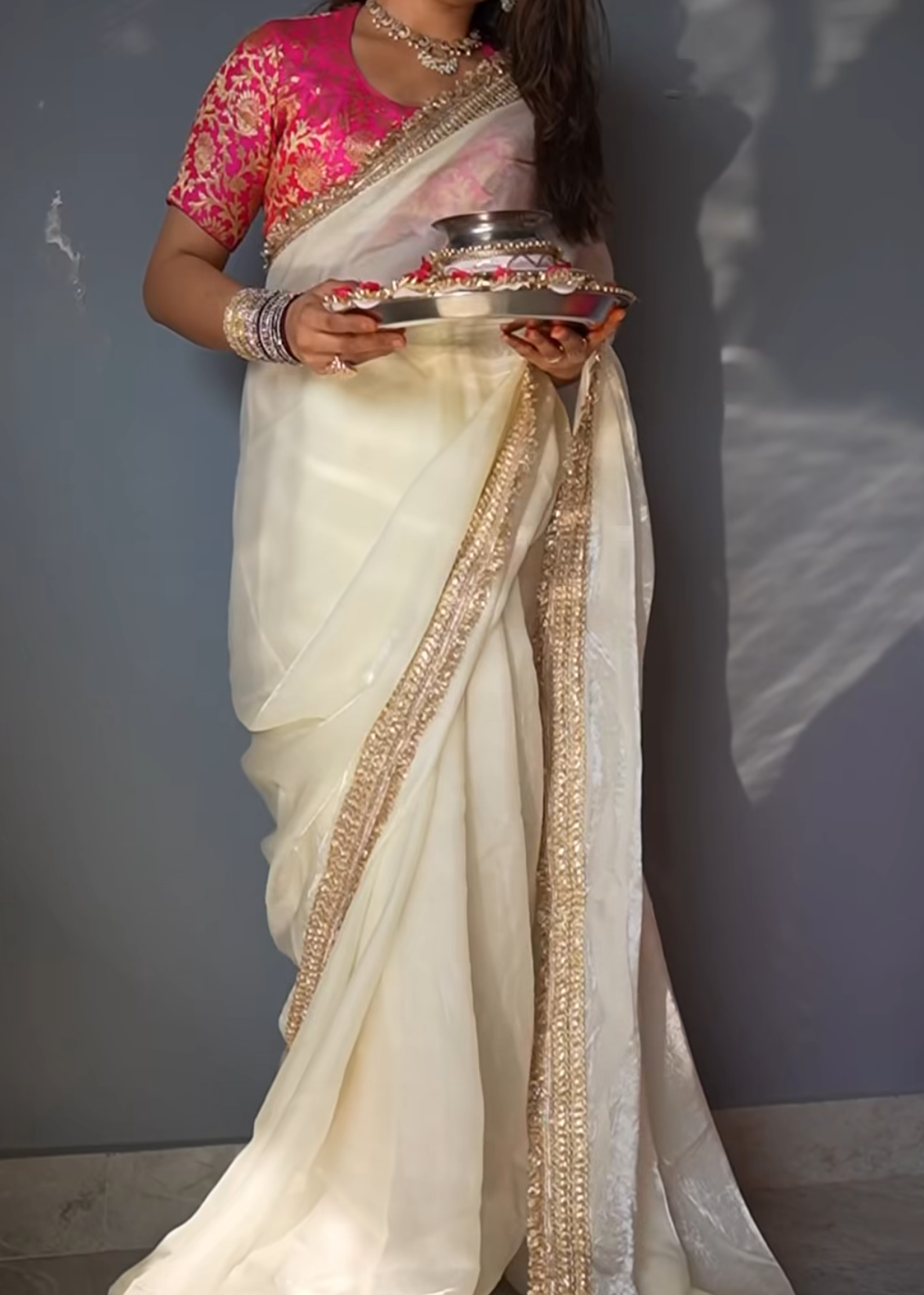 Off White Royal Tissue Saree