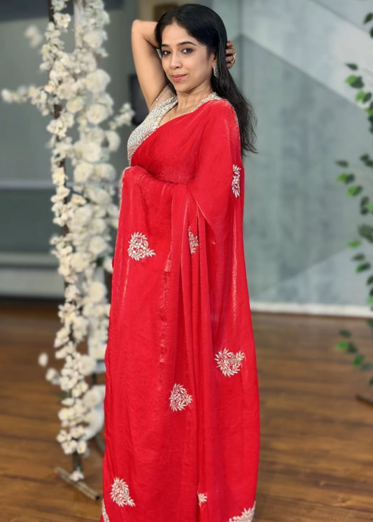 Sitara Red Handwork Saree