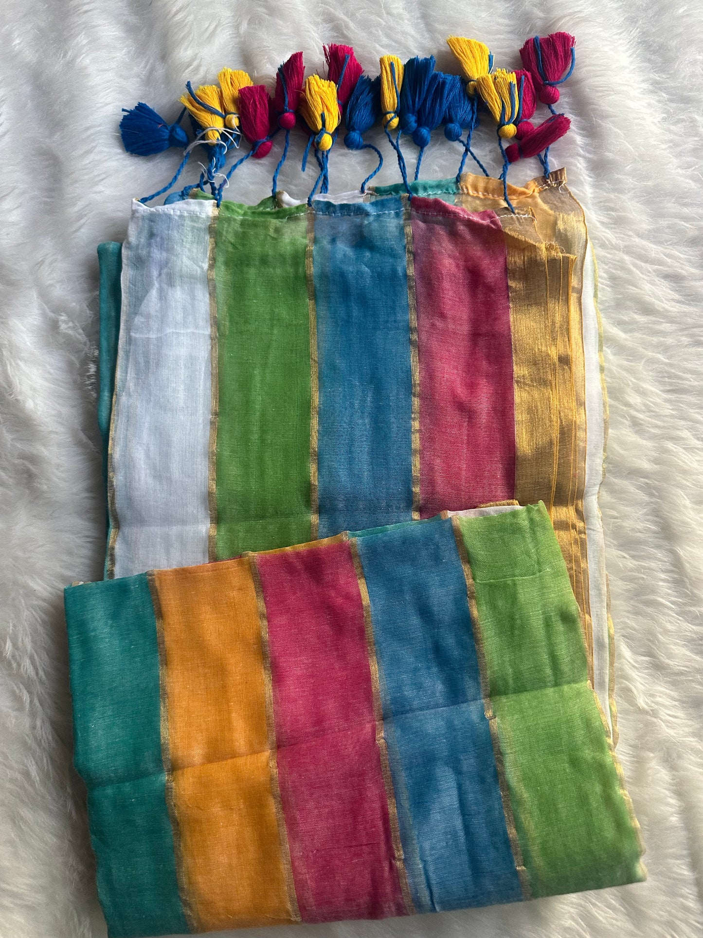 Gulmohar Satrangi Mul Saree