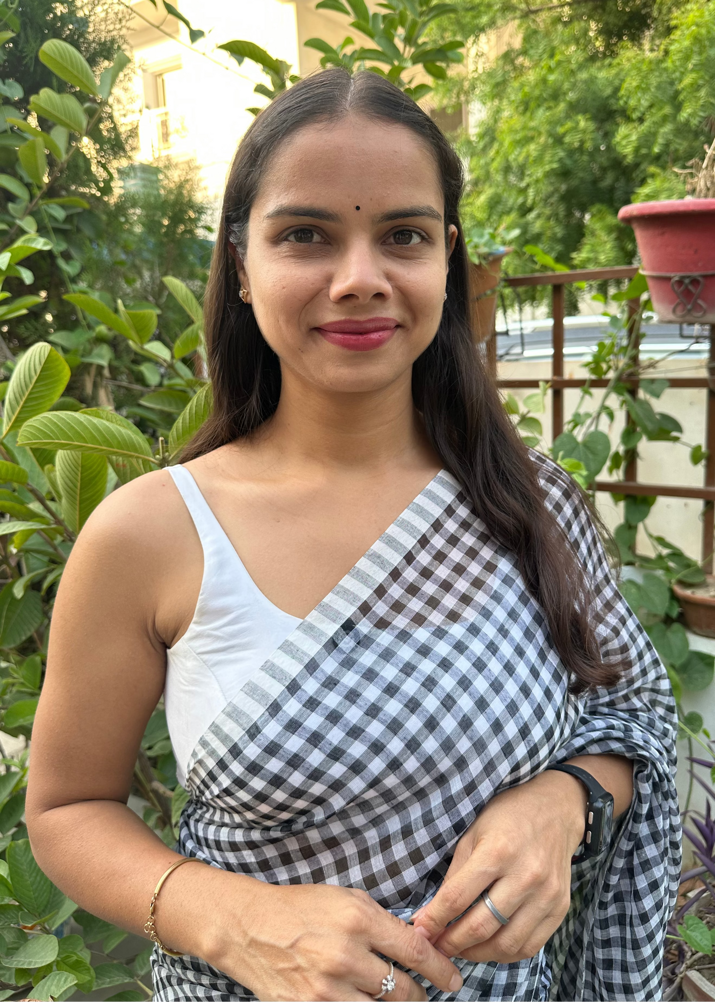Rosy check Mul Cotton Saree
