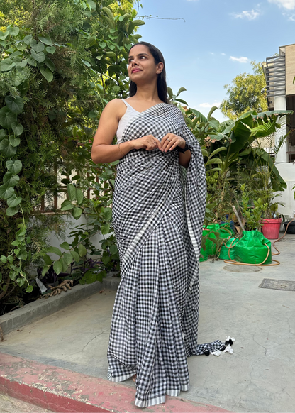 Rosy check Mul Cotton Saree