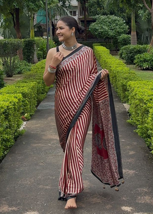 Noor Ajrakh Printed Premium Modal Silk Saree