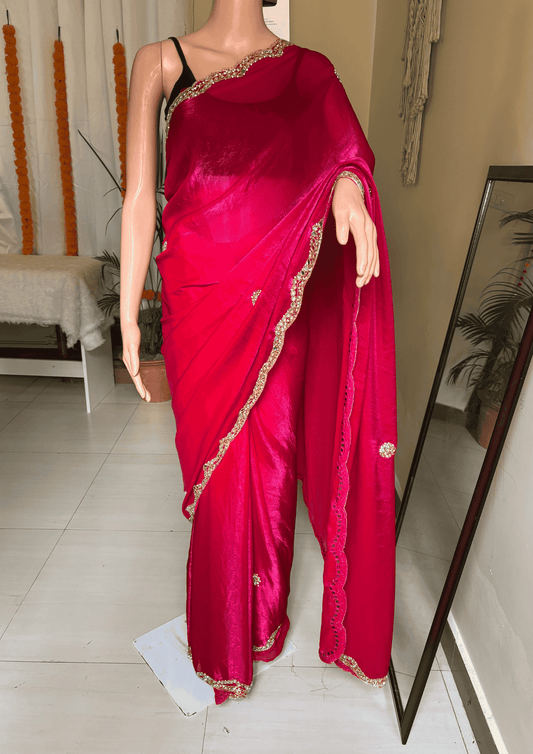 Rani Pink Glitter Luxe Party Wear Saree