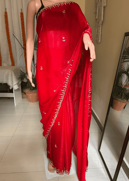 Red Diamond Bloom  Saree