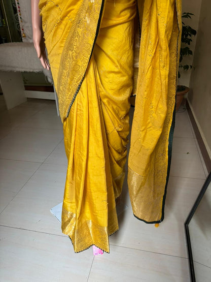 Pink Mannat Contrast Blouse Saree