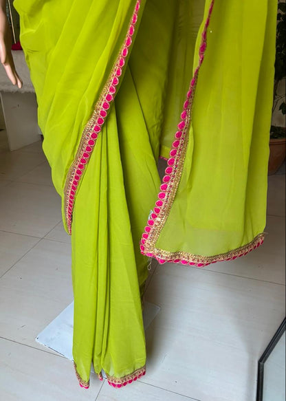 Parrot Green Gulnaar Saree