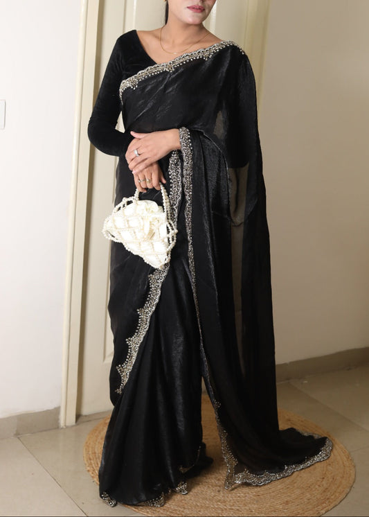 Black Heavy Border Designer Saree