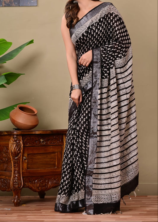 Polka Linen Saree