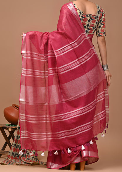 Monotone Linen Cotton Saree