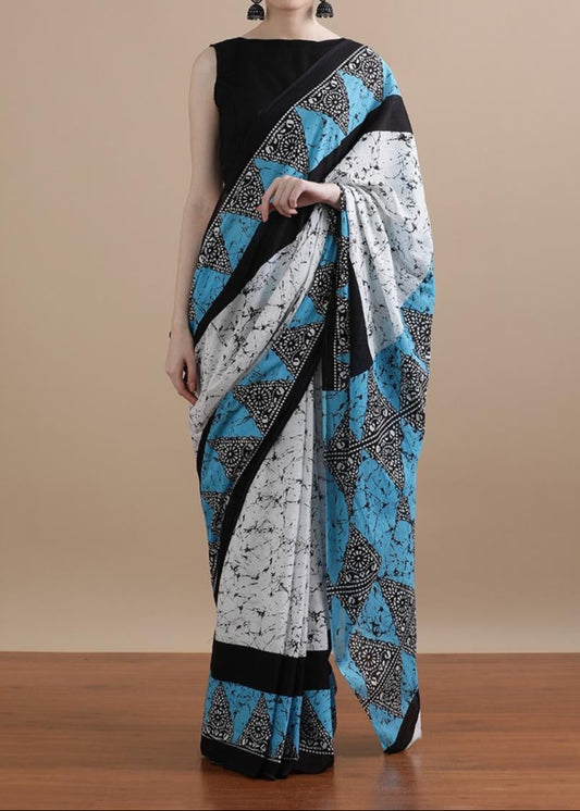 Ocean Mandala Mul Cotton Saree