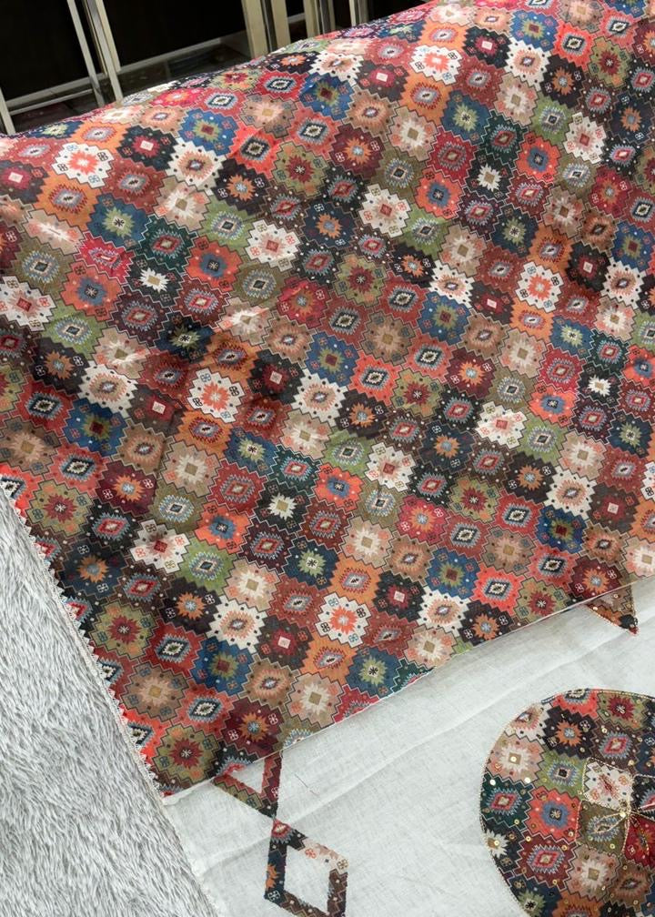 White Sequence Kasab Work Saree