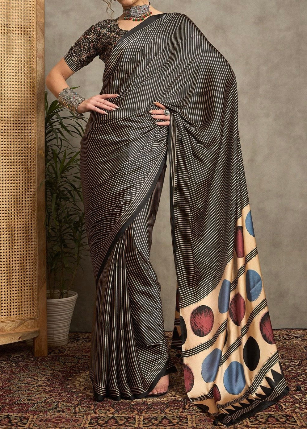 Noor Ajrakh Printed Premium Modal Silk Saree