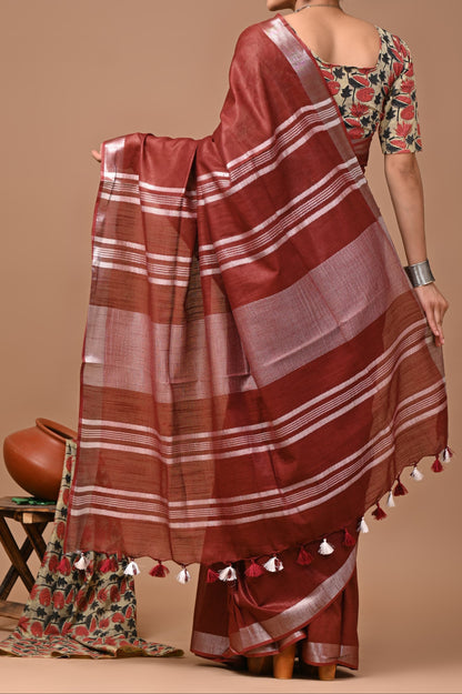 Monotone Linen Cotton Saree