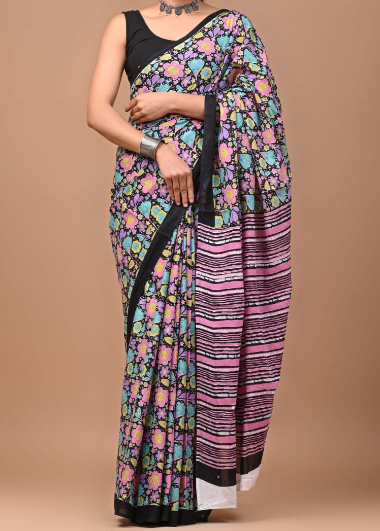 Vintage Rose Mul Cotton Saree