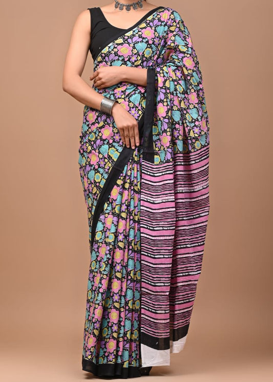 Vintage Rose Mul Cotton Saree