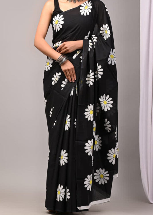 GulBagh Handblock Printed Mul Cotton Saree