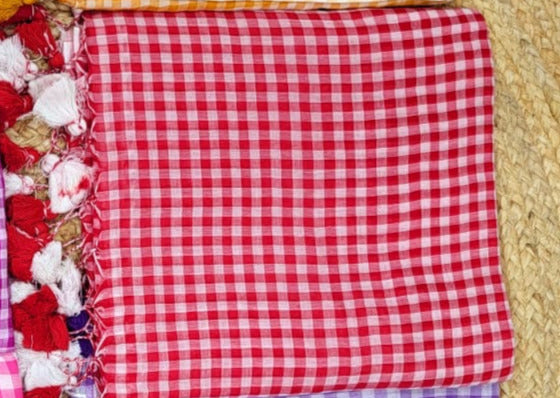 Rosy check Mul Cotton Saree