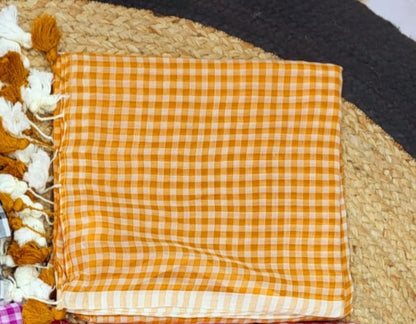 Rosy check Mul Cotton Saree