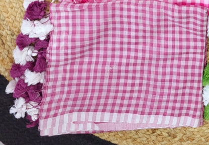 Rosy check Mul Cotton Saree