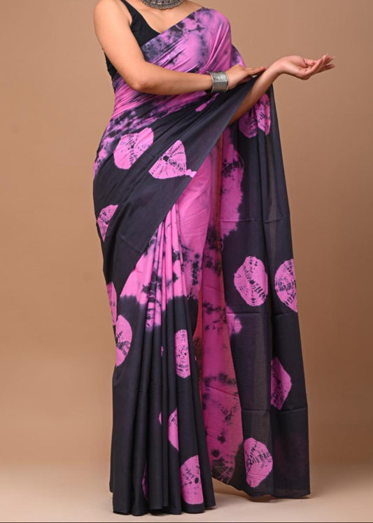 Coral Bloom Mul Cotton Saree