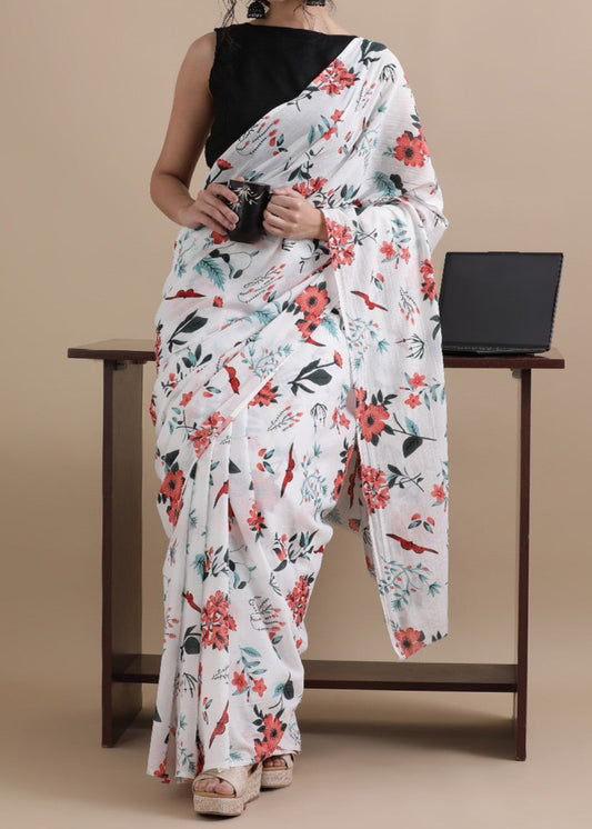 Orchid Bloom Mul Cotton Saree